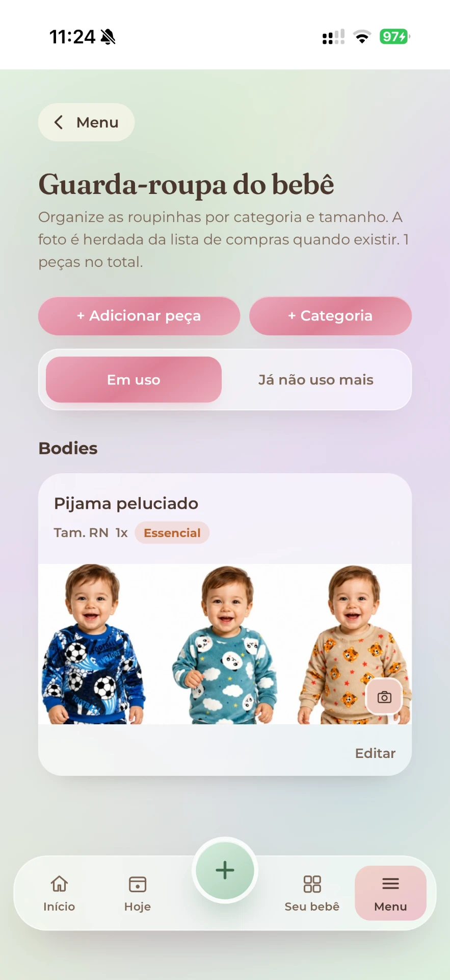 Guarda-roupa do bebê