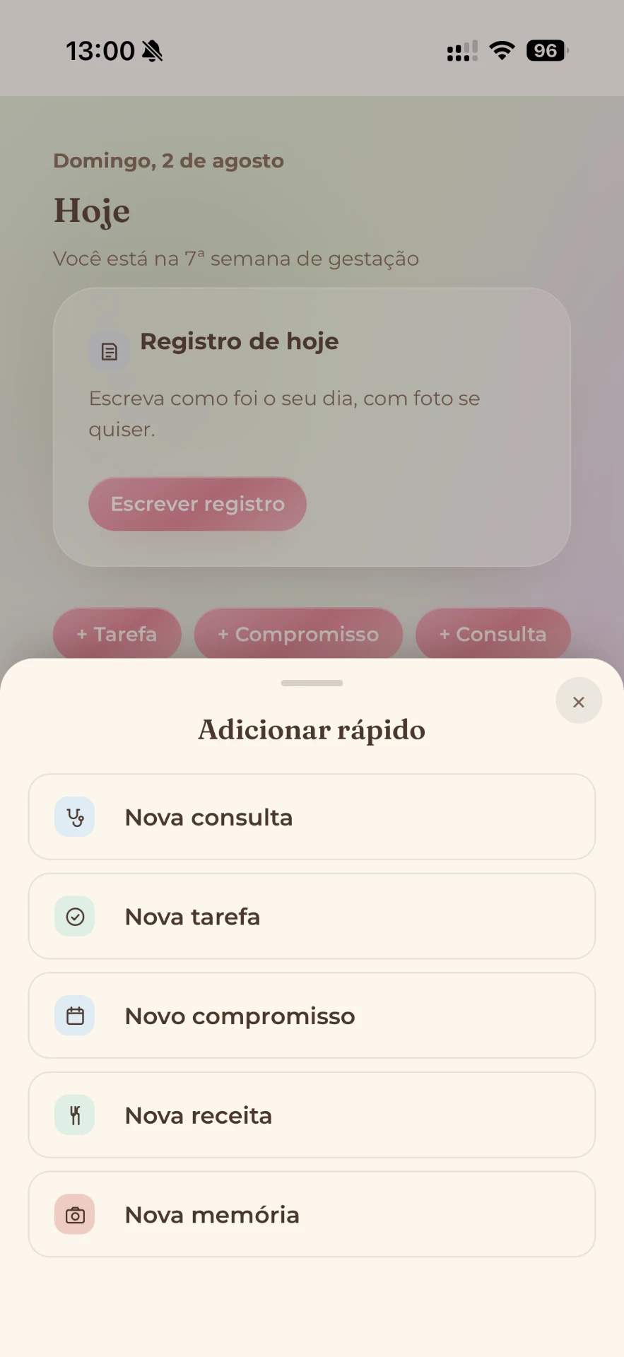 Adição rápida de itens